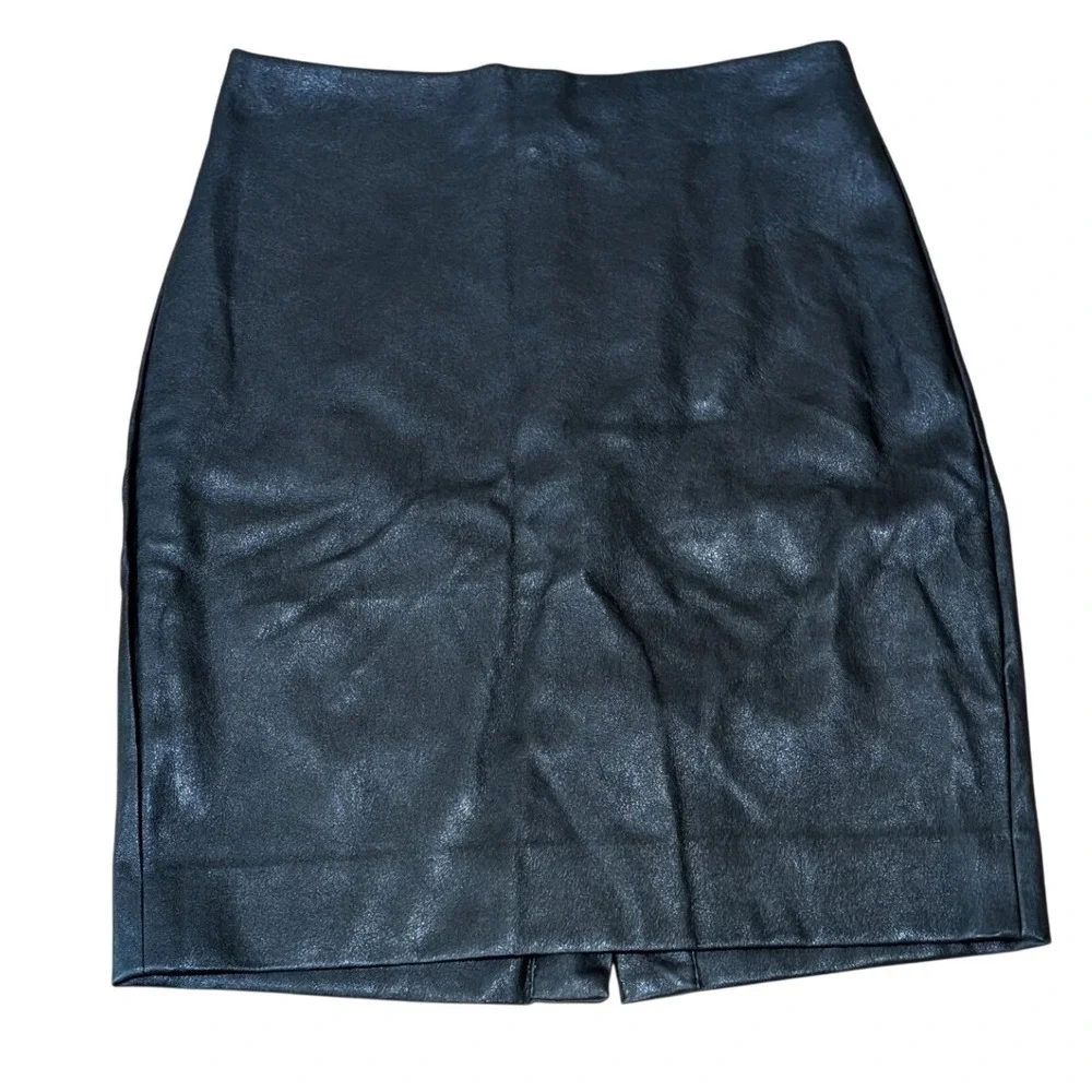 NWT J.Crew Womens Pencil Skirt 4P Faux Leather Black High Waist Workwear Classic